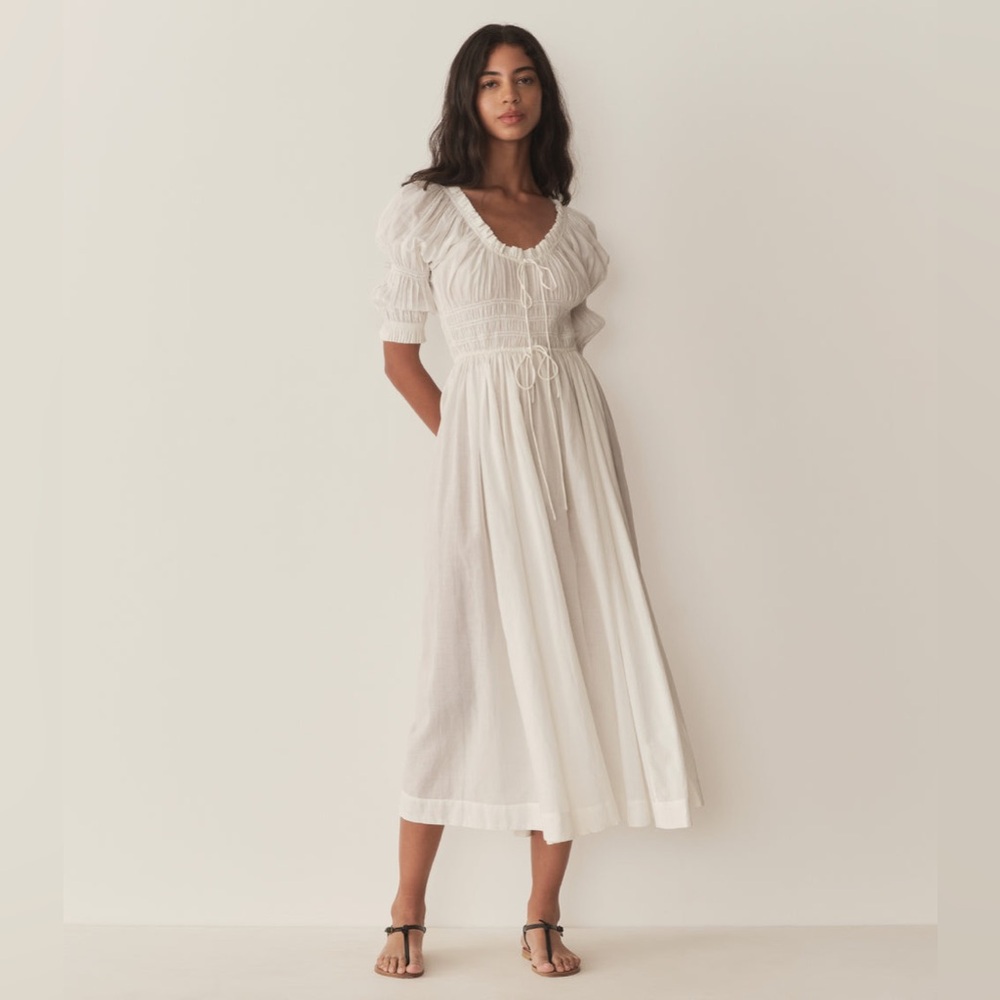 Doen White Ischia Short Sleeve Dress